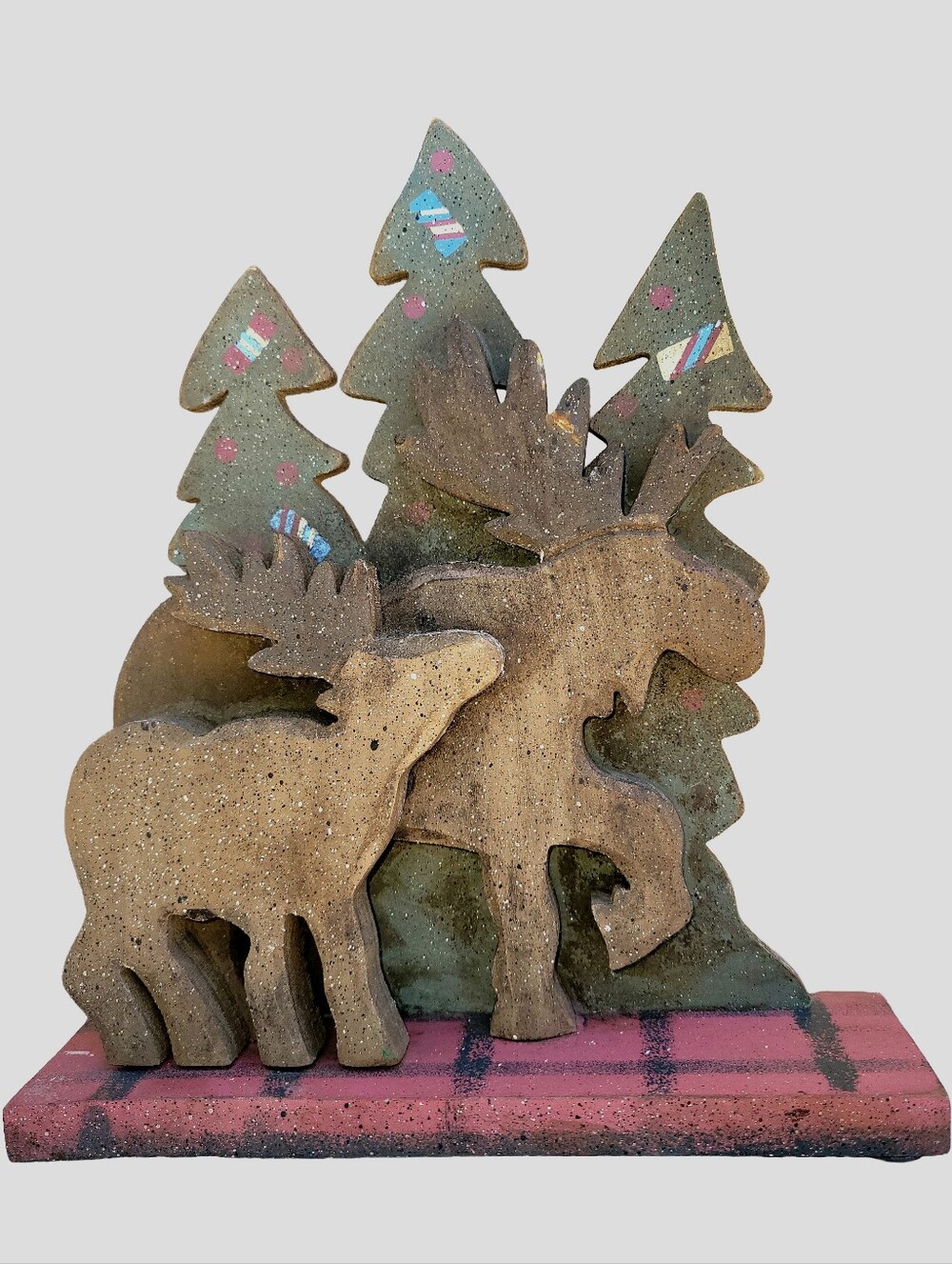 Vintage Rustic Wood Moose Shelf Decor – Woodland Cabin Lodge Accent Holiday